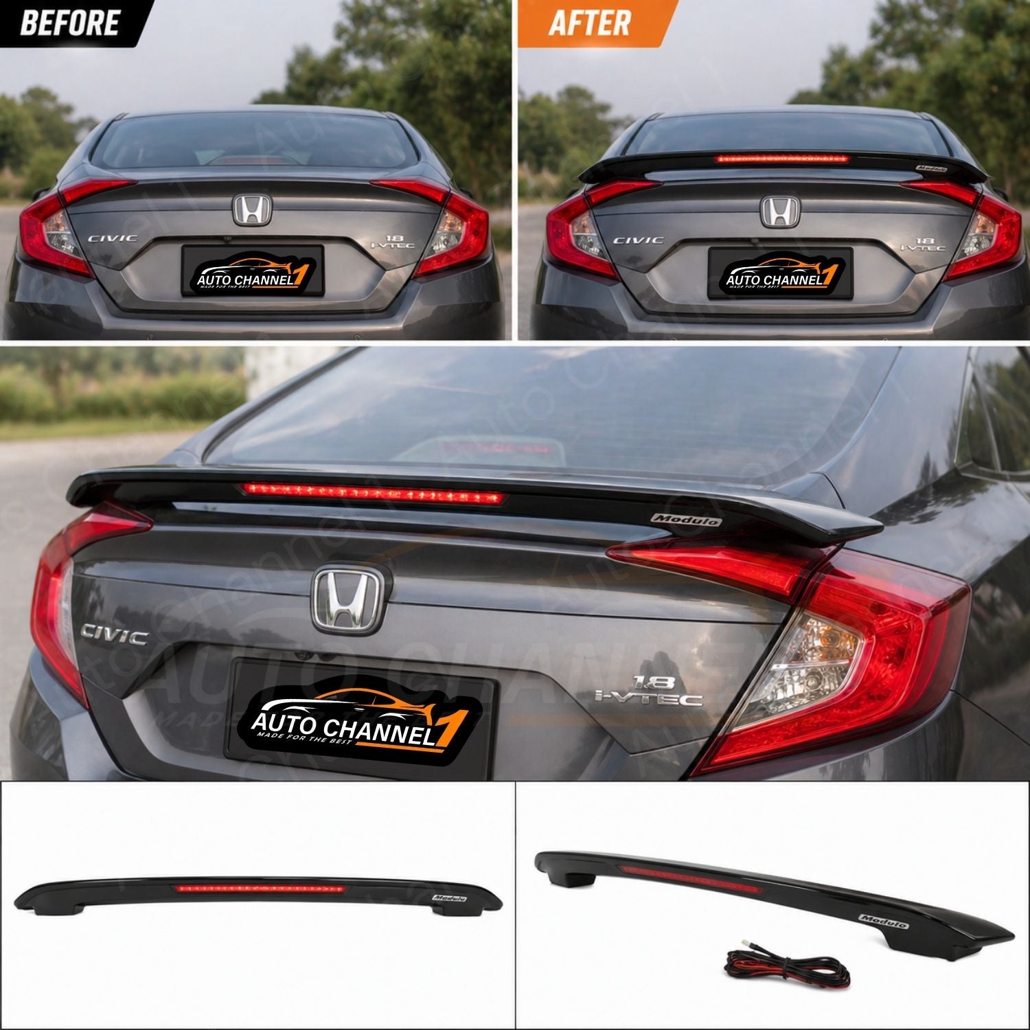 Modulo Wing Honda Civic 2016-2021 Modulo LED Spoiler | Rear Trunk Wing with Brake ...